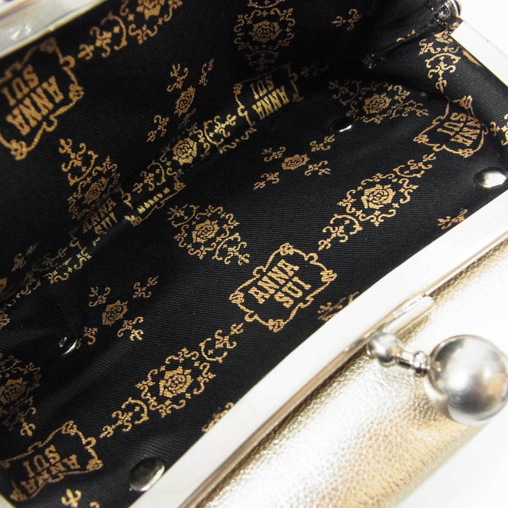 ANNA SUI アナスイ #317621 ルシィ 口金 二つ折り 財布 ゴールド系【新古品】【未使用】【中古】