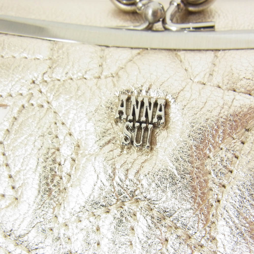 ANNA SUI アナスイ #317621 ルシィ 口金 二つ折り 財布 ゴールド系【新古品】【未使用】【中古】