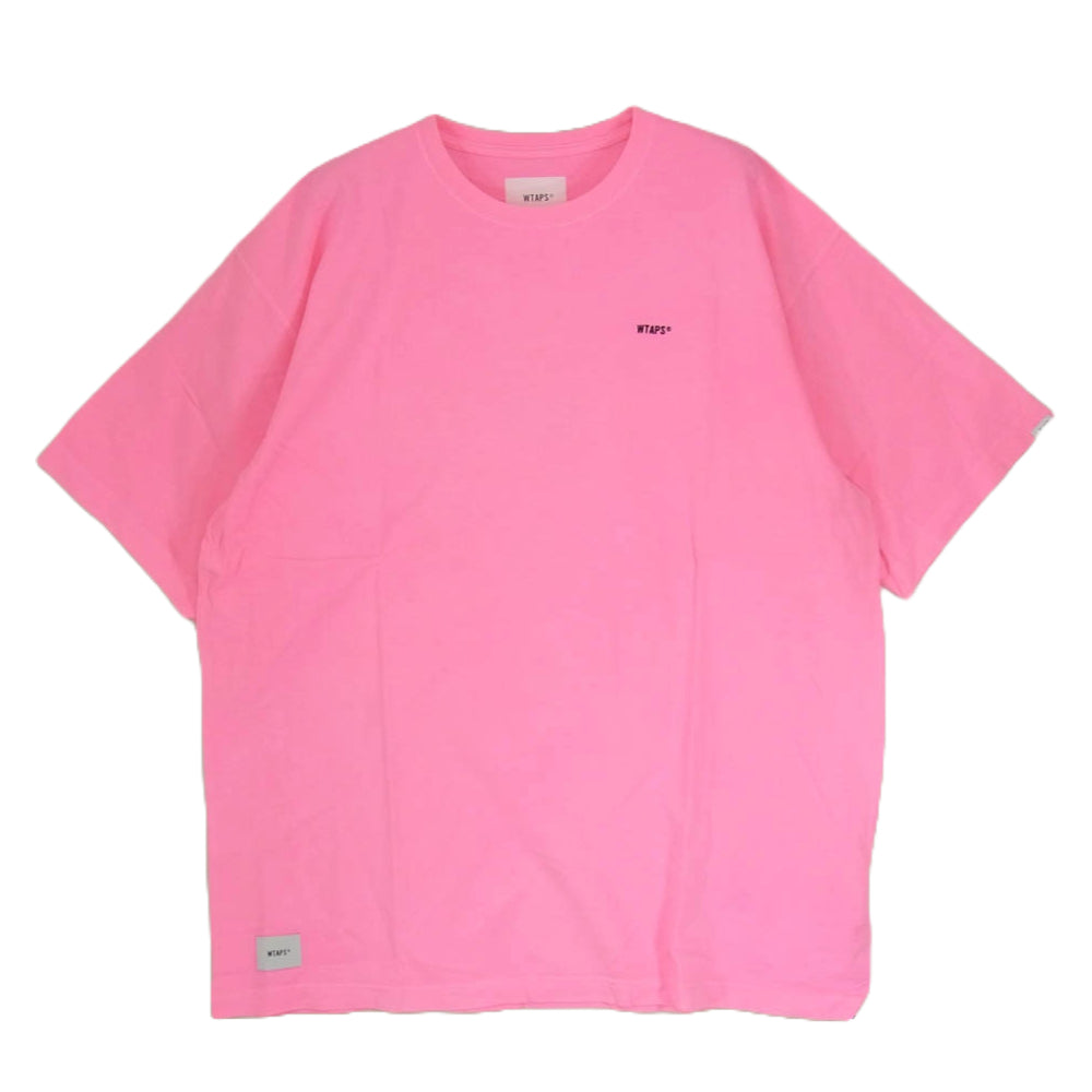 WTAPS ダブルタップス 21SS 211ATDT-CSM04 FLAT 01 CREW NECK COTTON ロゴ刺繍 クルーネック Tシャツ 半袖カットソー ピンク系 X03【新古品】【未使用】【中古】