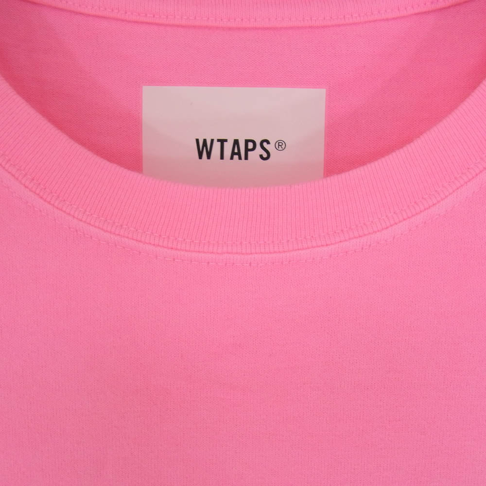 WTAPS ダブルタップス 21SS 211ATDT-CSM04 FLAT 01 CREW NECK COTTON ロゴ刺繍 クルーネック Tシャツ 半袖カットソー ピンク系 X03【新古品】【未使用】【中古】