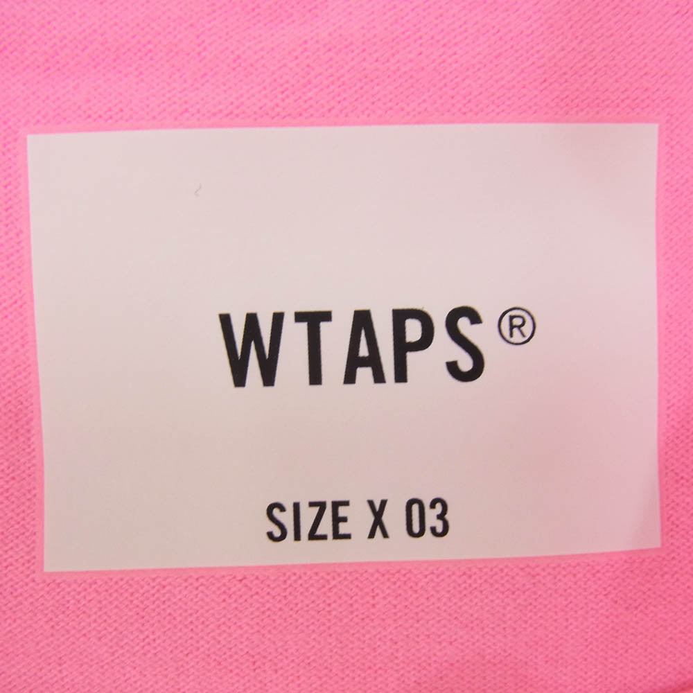 WTAPS ダブルタップス 21SS 211ATDT-CSM04 FLAT 01 CREW NECK COTTON ロゴ刺繍 クルーネック Tシャツ 半袖カットソー ピンク系 X03【新古品】【未使用】【中古】