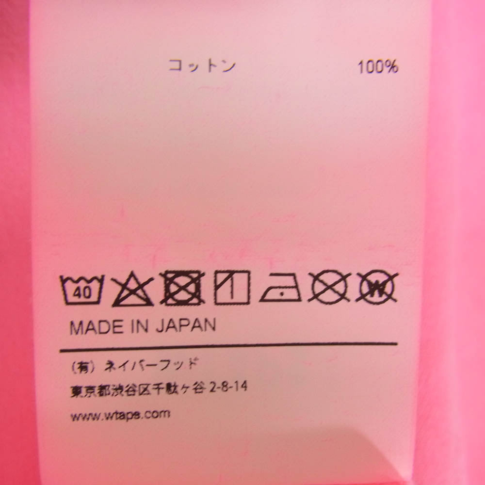 WTAPS ダブルタップス 21SS 211ATDT-CSM04 FLAT 01 CREW NECK COTTON ロゴ刺繍 クルーネック Tシャツ 半袖カットソー ピンク系 X03【新古品】【未使用】【中古】