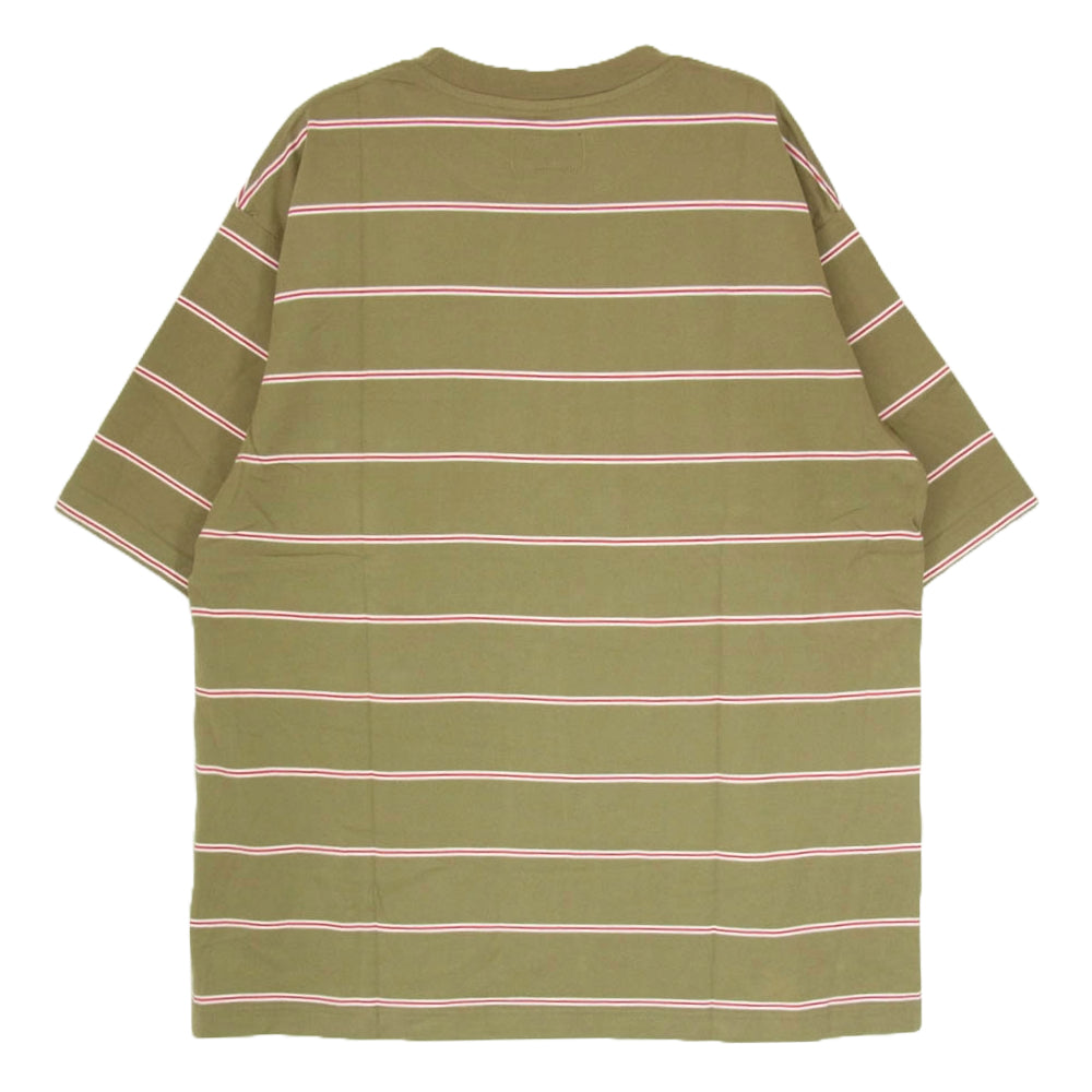 DESCENDANT ディセンダント 20SS 201ATDS-CSM06 CACHALOT BORDER SS カチャロット ポケット付 ボーダー 半袖 Tシャツ カーキ系 3【極上美品】【中古】