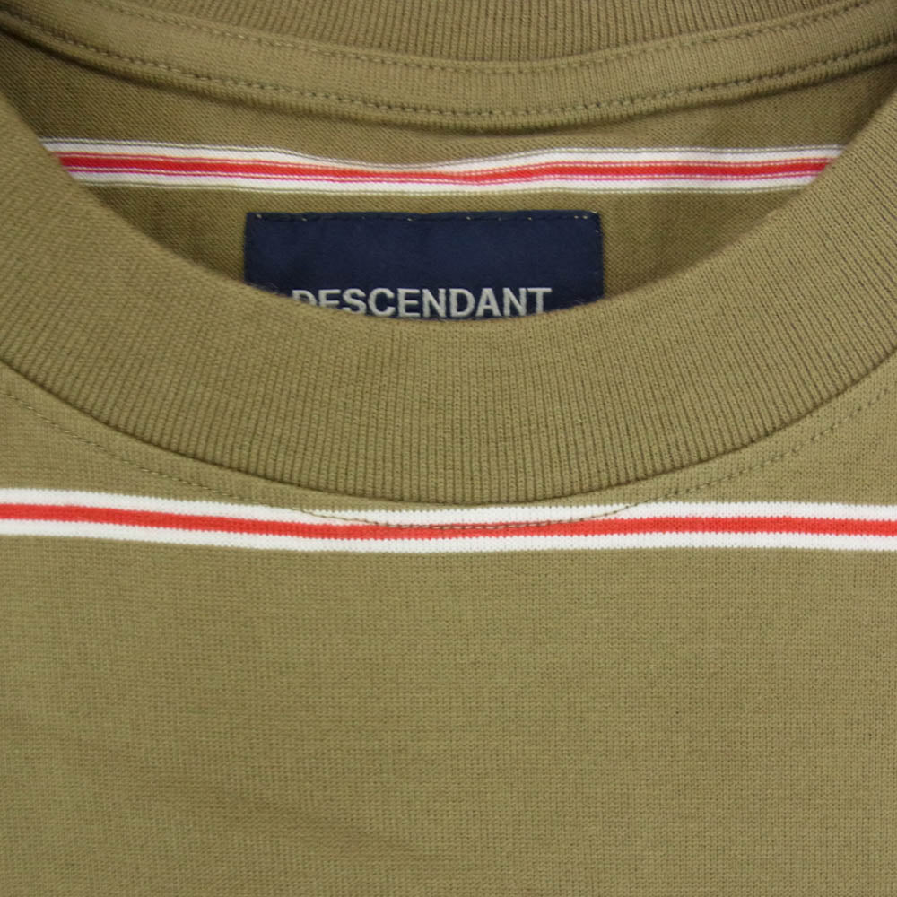 DESCENDANT ディセンダント 20SS 201ATDS-CSM06 CACHALOT BORDER SS カチャロット ポケット付 ボーダー 半袖 Tシャツ カーキ系 3【極上美品】【中古】
