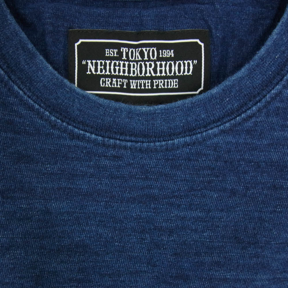NEIGHBORHOOD ネイバーフッド 20SS 201UWNH-CSM01S ID-P C-CREW.LS ロゴ刺繍 天竺 ロングスリーブカットソー 長袖Tシャツ ネイビー系 XL【新古品】【未使用】【中古】