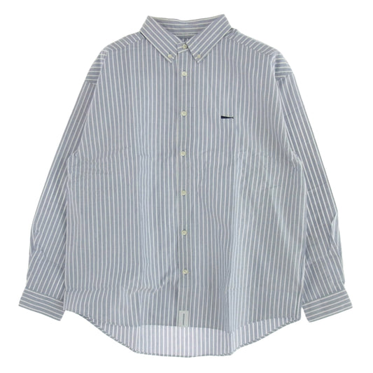 DESCENDANT ディセンダント 21SS 211TQDS-SHM01 KENNEDY'S B.D LS SHIRT FULL SIZE ストライプ ボタンダウン 長袖シャツ ライトブルー系 3【新古品】【未使用】【中古】