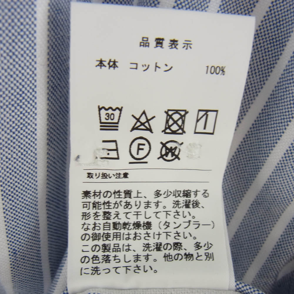 DESCENDANT ディセンダント 21SS 211TQDS-SHM01 KENNEDY'S B.D LS SHIRT FULL SIZE ストライプ ボタンダウン 長袖シャツ ライトブルー系 3【新古品】【未使用】【中古】