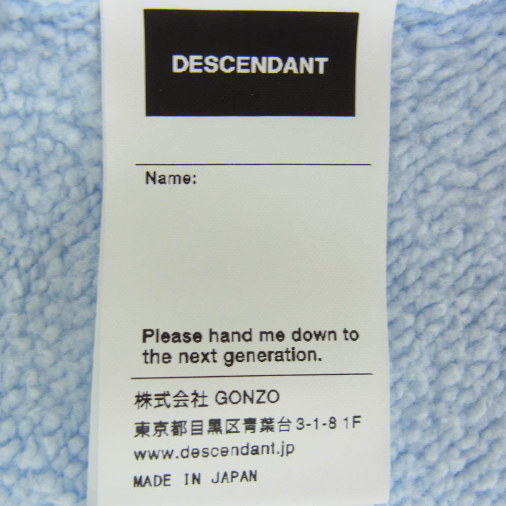 DESCENDANT ディセンダント 20SS 201ATDS-CSM26 GOON HOCKEY SWEATSHIRT LOOP WHEEL フロントプリント スウェット ライトブルー系 2【極上美品】【中古】
