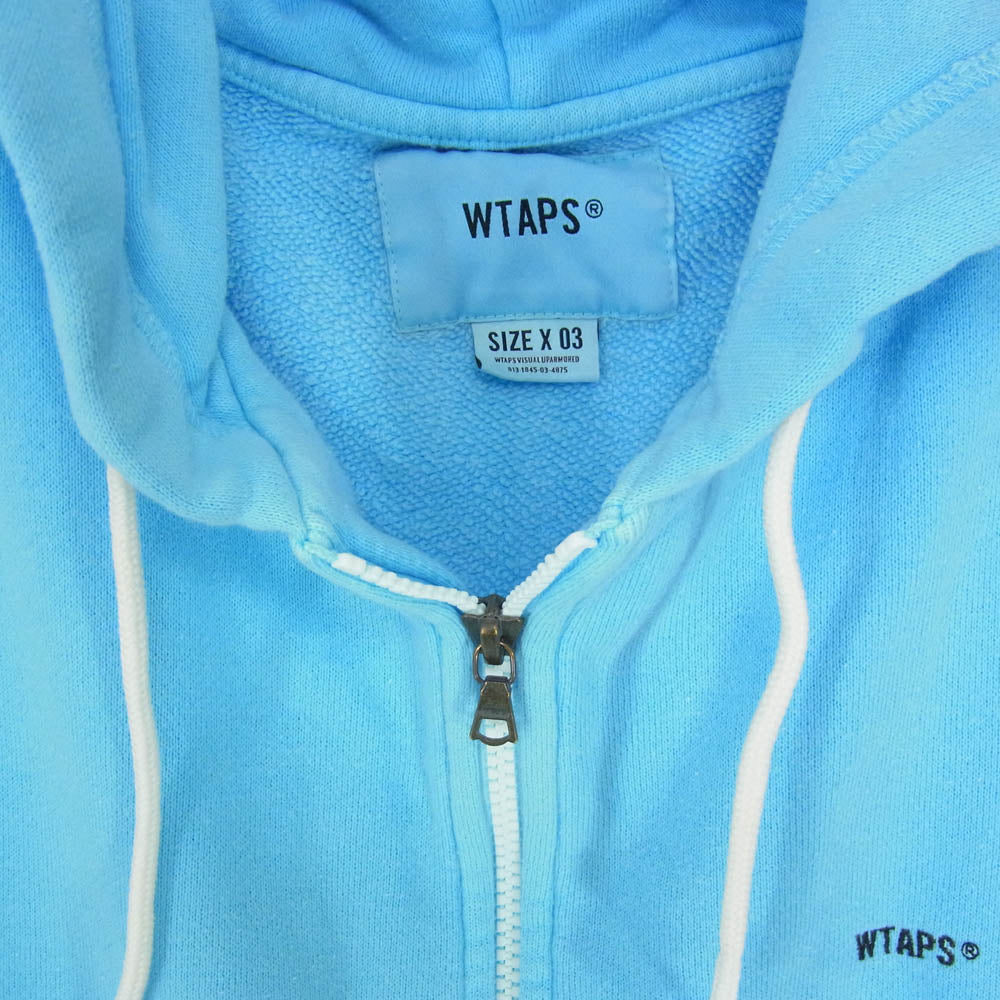 WTAPS ダブルタップス 21SS 211ATDT-CSM09 flat zip up hooded フラット ジップ アップ フーデッド スウェット パーカー 製品染め 起毛加工 ブルー系 X03【新古品】【未使用】【中古】