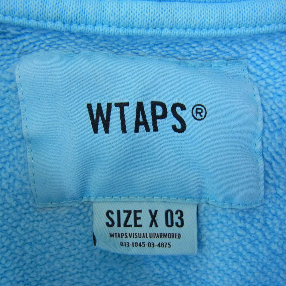 WTAPS ダブルタップス 21SS 211ATDT-CSM09 flat zip up hooded フラット ジップ アップ フーデッド スウェット パーカー 製品染め 起毛加工 ブルー系 X03【新古品】【未使用】【中古】