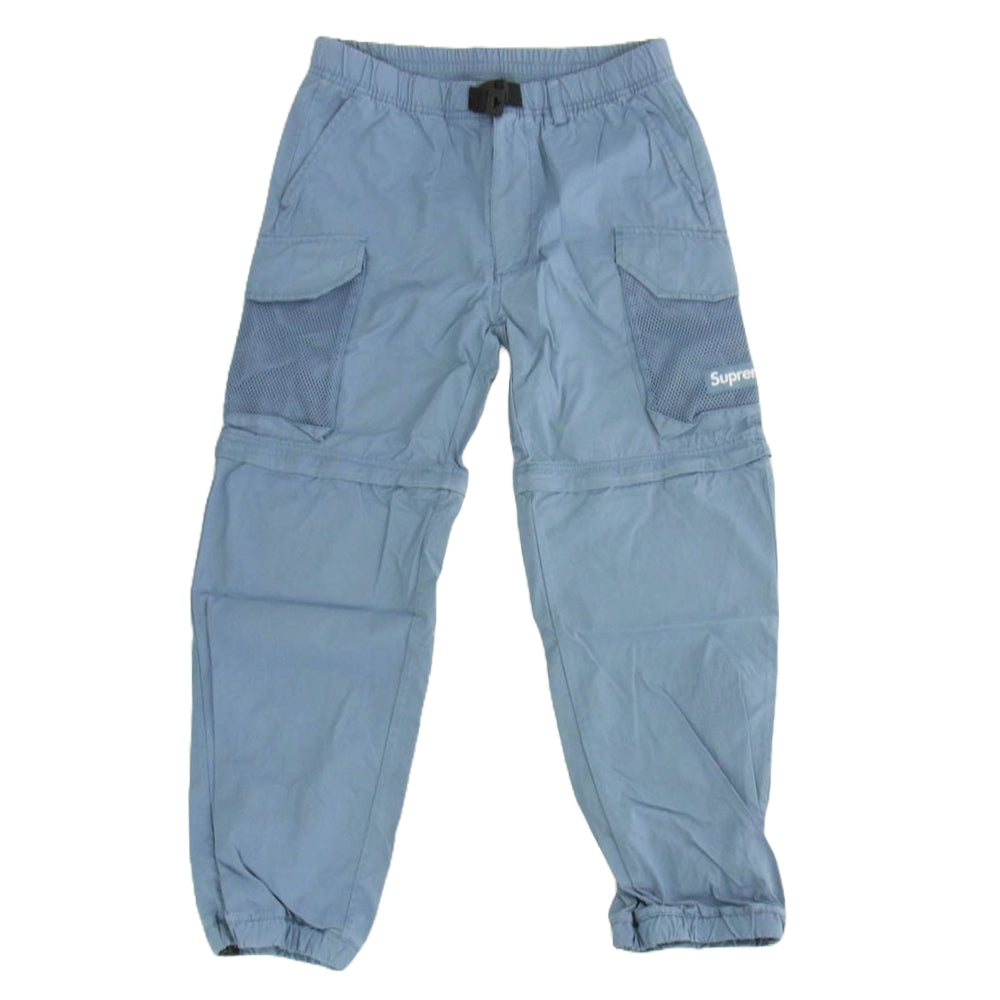 Supreme シュプリーム 21SS Mesh Pocket Belted Cargo Pant メッシュ ポケット ベルテッド カーゴ パンツ 2WAY ハーフ パンツ ライトブルー系 S【中古】