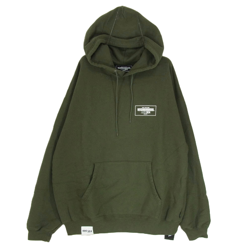 NEIGHBORHOOD ネイバーフッド 23SS 231UWWSN-CSM02S × WIND AND SEA ウィンダンシー SWEATPARKA LS ロゴ プリント フーディー パーカー グリーン系 XL【極上美品】【中古】
