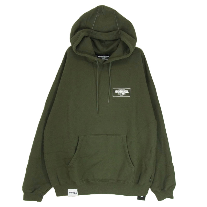 NEIGHBORHOOD ネイバーフッド 23SS 231UWWSN-CSM02S × WIND AND SEA ウィンダンシー SWEATPARKA LS ロゴ プリント フーディー パーカー グリーン系 XL【極上美品】【中古】