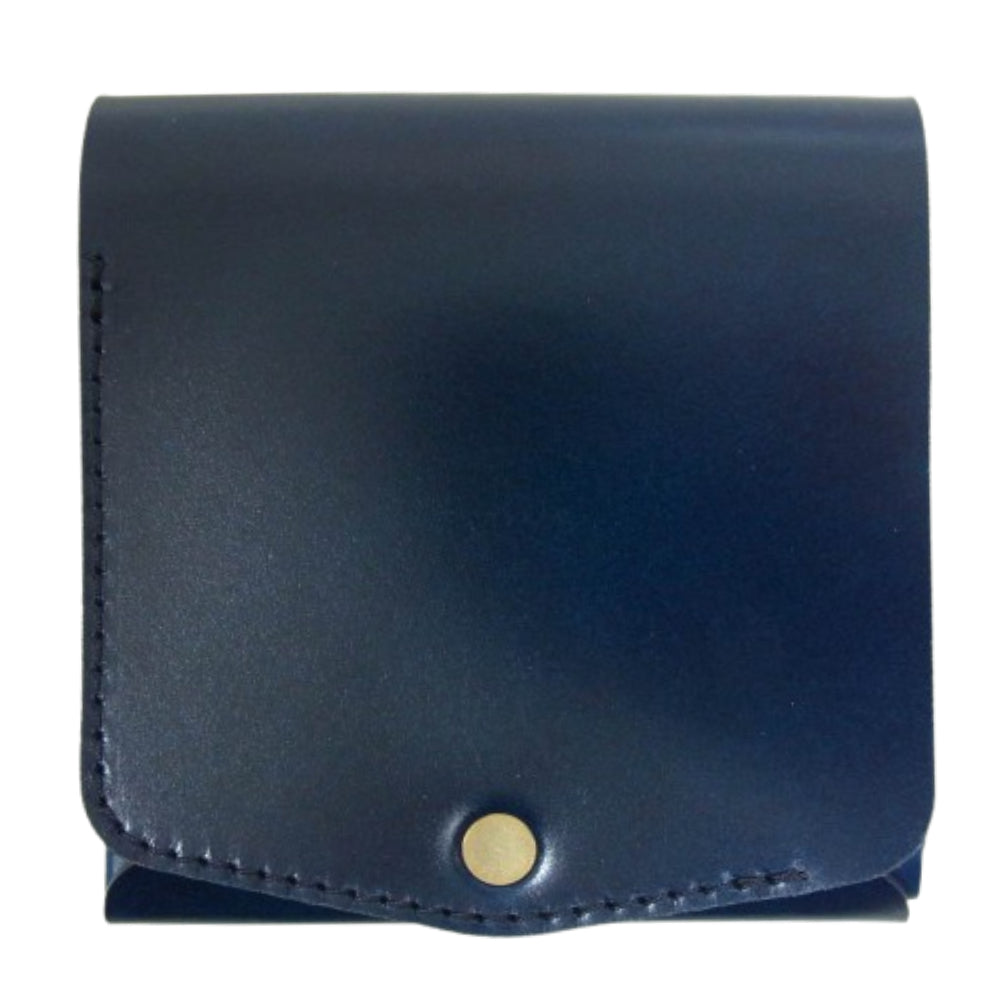 モク 小さく薄い レザー 財布 ネイビー系【美品】【中古】
