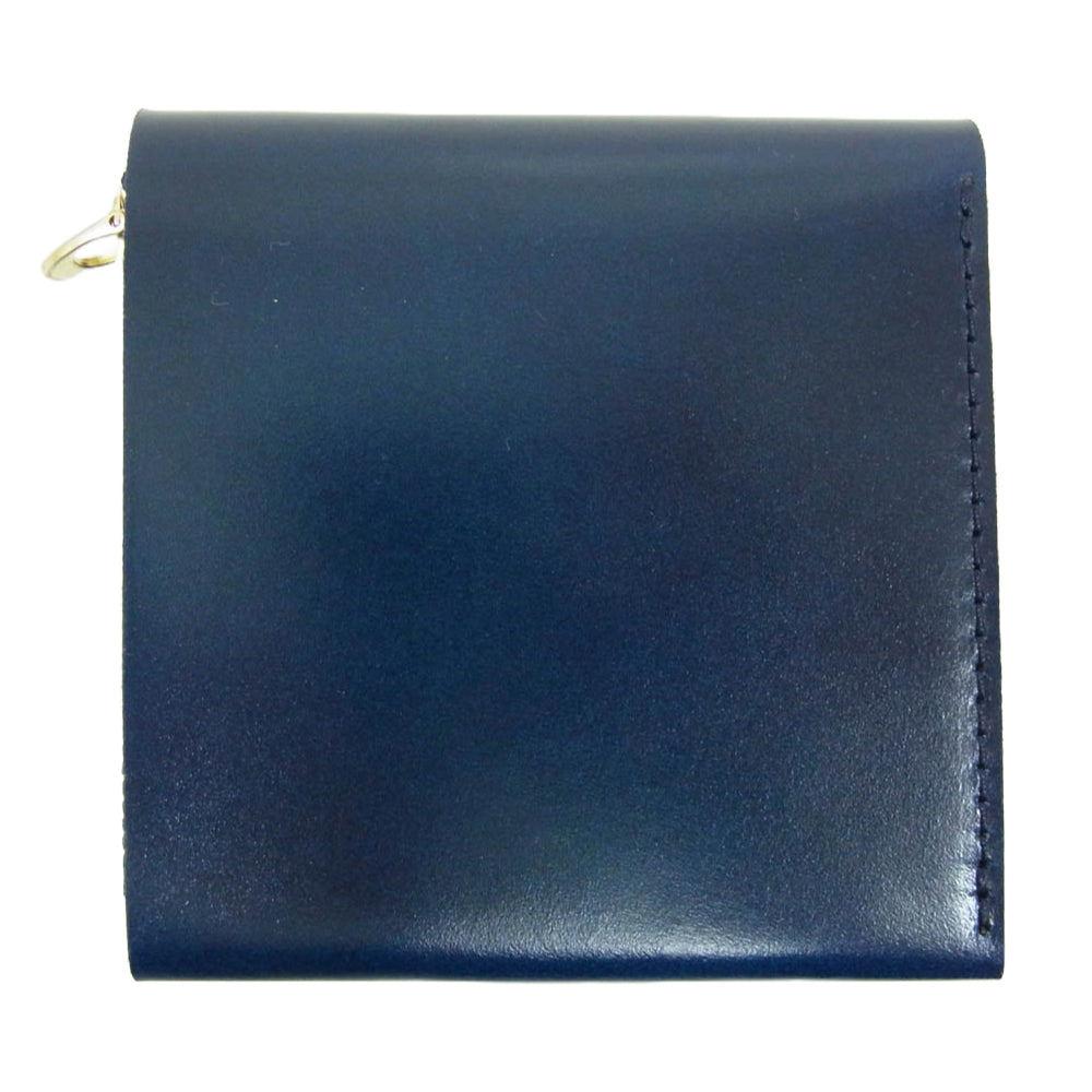 モク 小さく薄い レザー 財布 ネイビー系【美品】【中古】