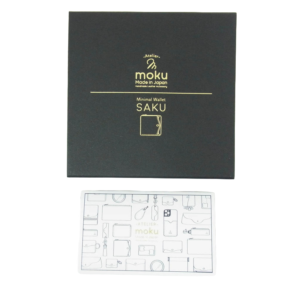 モク 小さく薄い レザー 財布 ネイビー系【美品】【中古】