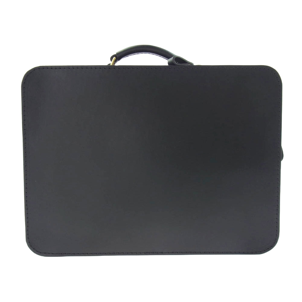 HERZ ヘルツ 箱型鞄 2way レザー ビジネス バッグ LLサイズ ブラック系【極上美品】【中古】