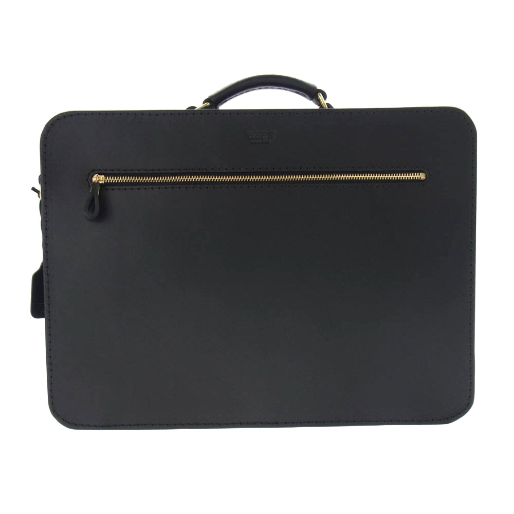 HERZ ヘルツ 箱型鞄 2way レザー ビジネス バッグ LLサイズ ブラック系【極上美品】【中古】