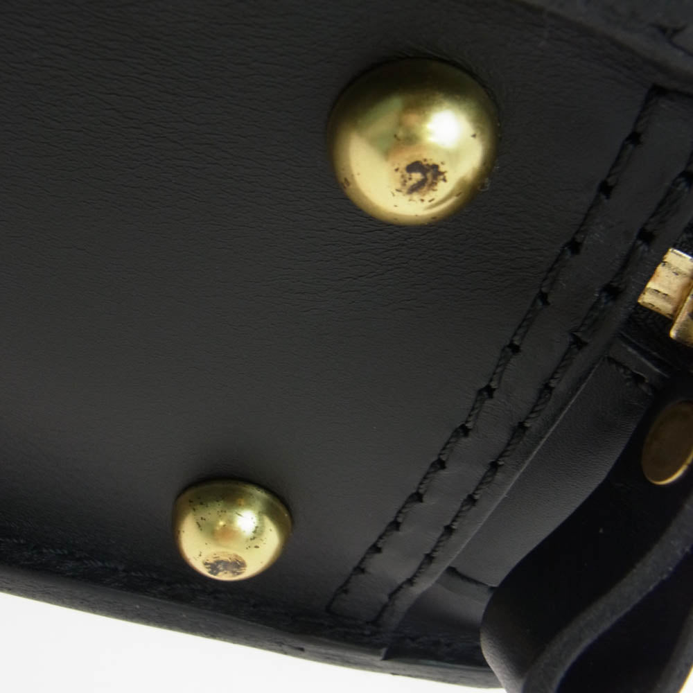 HERZ ヘルツ 箱型鞄 2way レザー ビジネス バッグ LLサイズ ブラック系【極上美品】【中古】