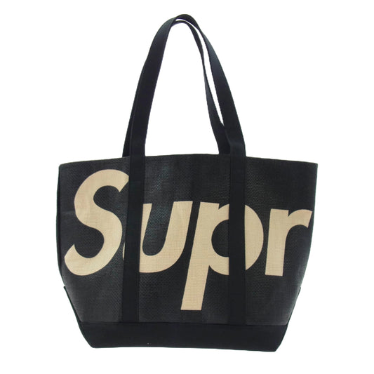Supreme シュプリーム 20SS Raffia Tote ロゴ ラフィア トート バッグ ブラック系【美品】【中古】