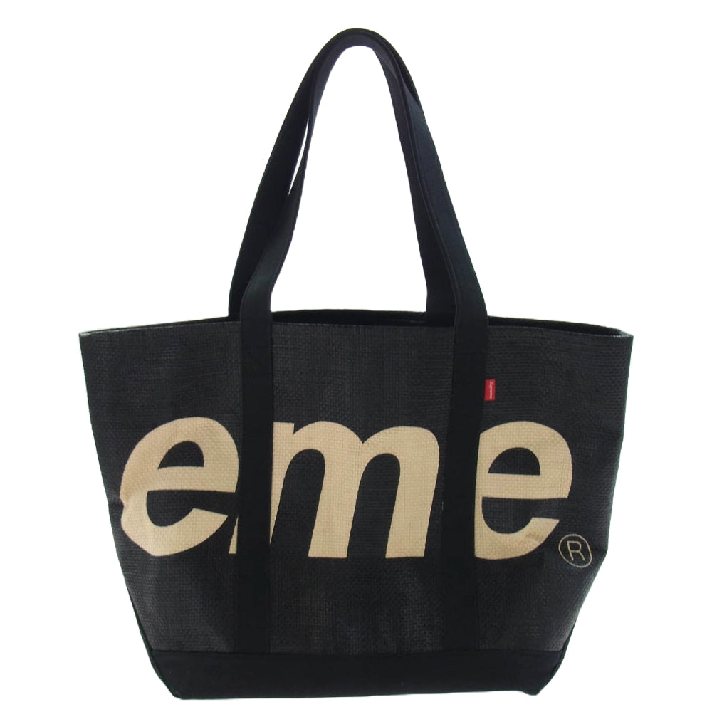 Supreme シュプリーム 20SS Raffia Tote ロゴ ラフィア トート バッグ ブラック系【美品】【中古】