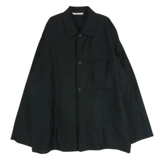 AURALEE オーラリー A21SS01SD SILK LINEN DOBBY SHIRTS JACKET シルク リネン ドビー シャツ ジャケット ブラック系 4【中古】