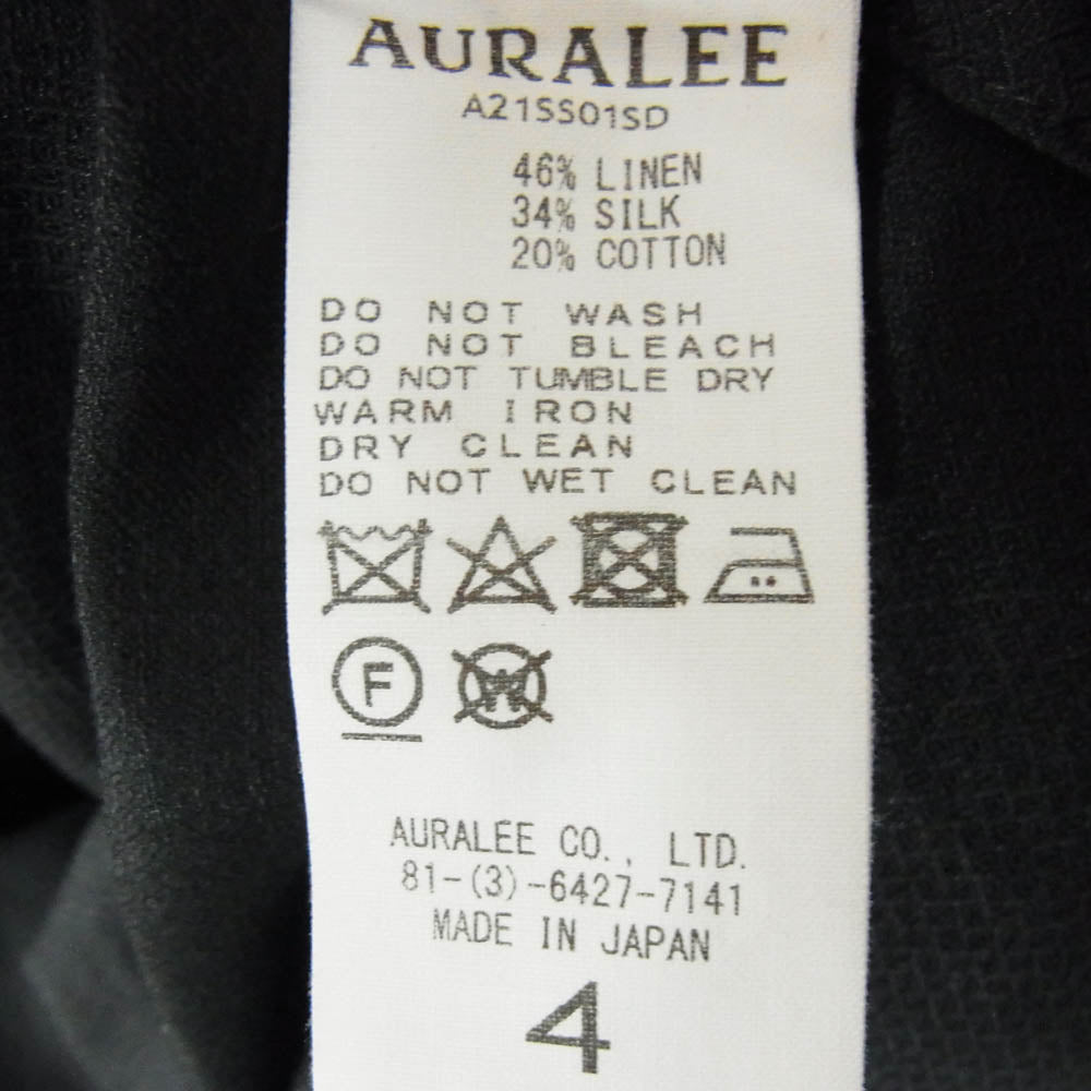 AURALEE オーラリー A21SS01SD SILK LINEN DOBBY SHIRTS JACKET シルク リネン ドビー シャツ ジャケット ブラック系 4【中古】