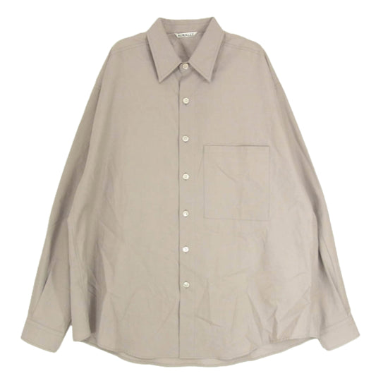 AURALEE オーラリー A20AS02TN WASHED FINX TWILL BIG SHIRTS  ウォッシュド ツイル ビッグ 長袖 シャツ ブラウン系 4【中古】