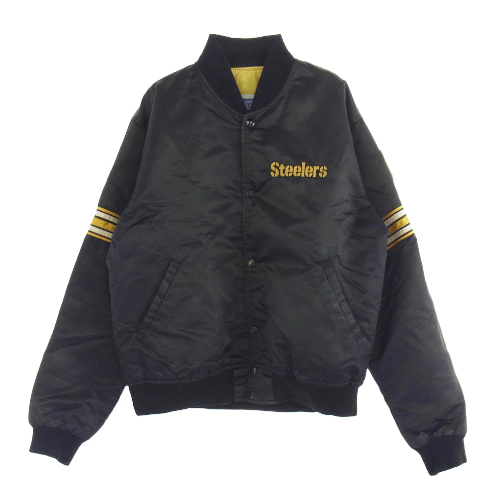 STARTER スターター 90s ヴィンテージ NFL Pittsburgh Steelers ピッツバーグ スティーラーズナイロン スタジャン ジャケット ブラック系 L【中古】