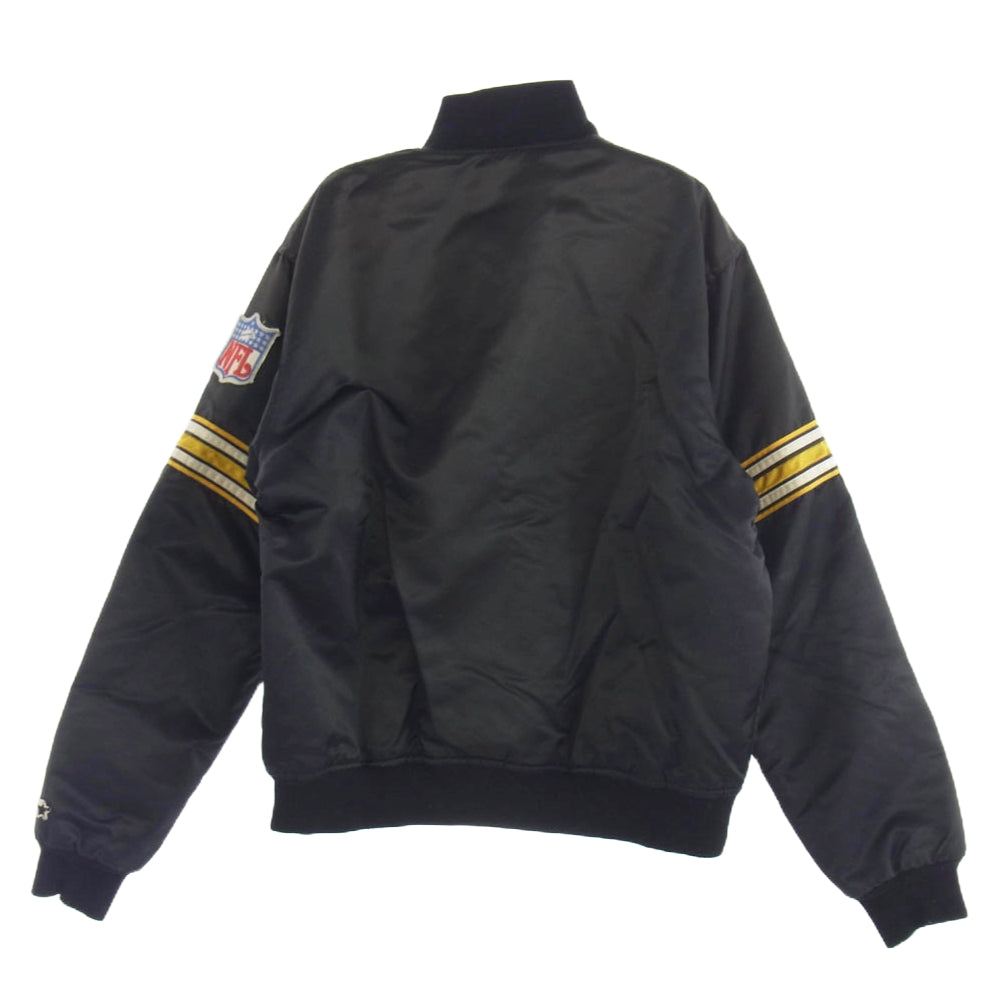 STARTER スターター 90s ヴィンテージ NFL Pittsburgh Steelers ピッツバーグ スティーラーズナイロン スタジャン ジャケット ブラック系 L【中古】