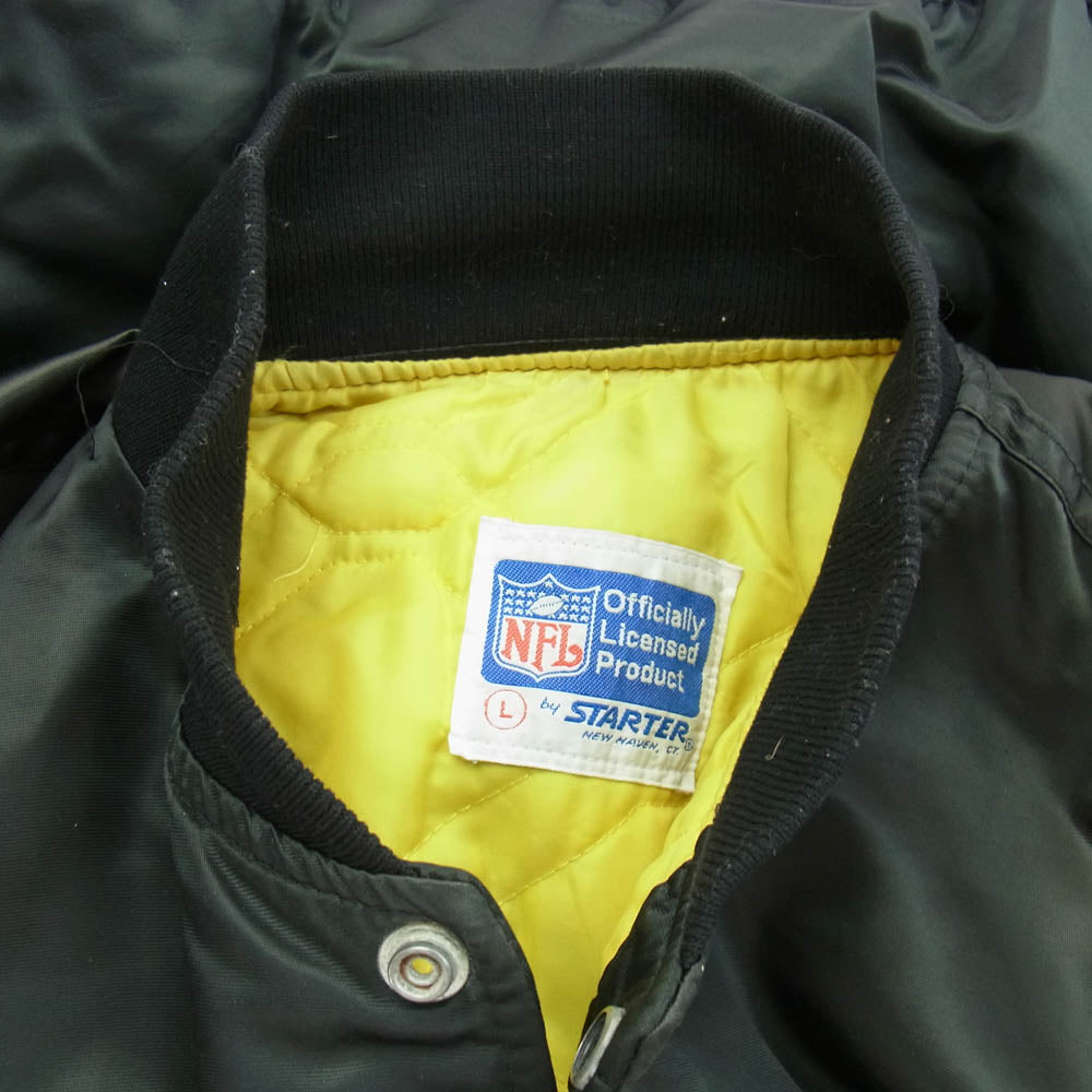 STARTER スターター 90s ヴィンテージ NFL Pittsburgh Steelers ピッツバーグ スティーラーズナイロン スタジャン ジャケット ブラック系 L【中古】