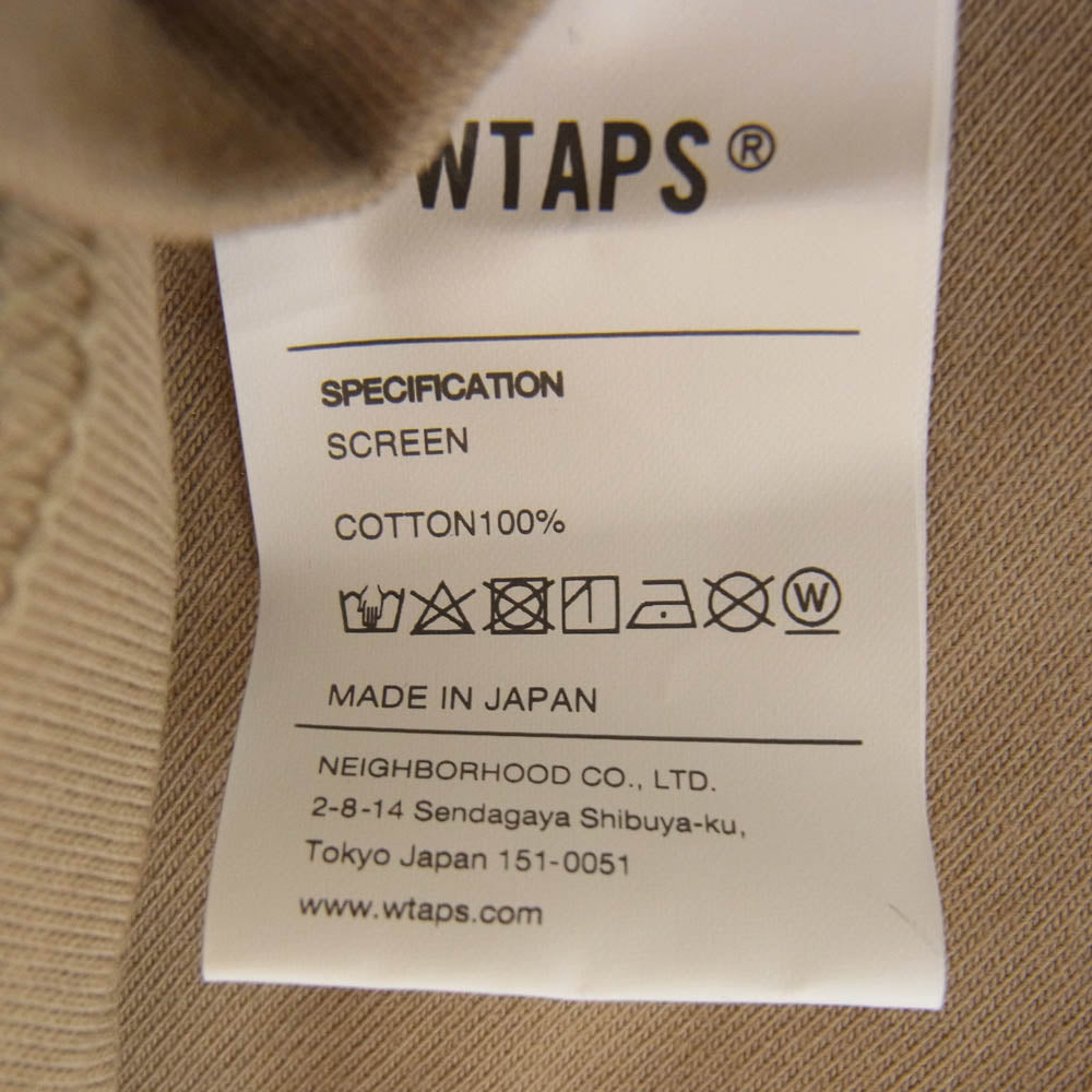 WTAPS ダブルタップス 21SS 211PCDT-ST01S SYSTEM SS TEE ロゴ プリント 半袖 Tシャツ ベージュ系 04【極上美品】【中古】