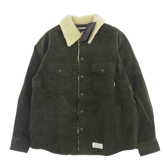 NEIGHBORHOOD ネイバーフッド 22AW 222UTNH-SHM03 CORDUROY WESTERN BOA COAT JACKET OLIVE DRAB コーデュロイ ウエスタン ボア ジャケット カーキ系 M【極上美品】【中古】