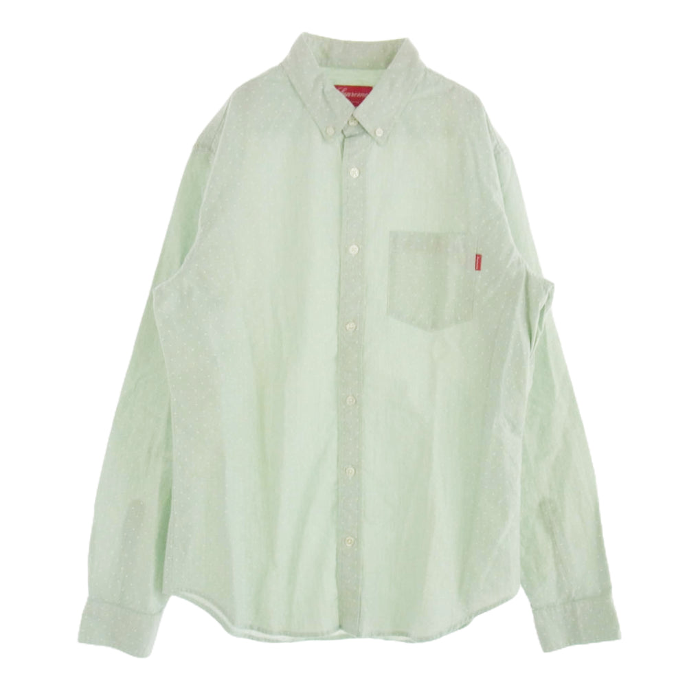 Supreme シュプリーム POLKA DOT SHIRT ポルカ ドット BD 長袖 シャツ ミントグリーン系 M【中古】
