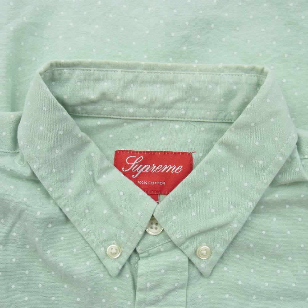 Supreme シュプリーム POLKA DOT SHIRT ポルカ ドット BD 長袖 シャツ ミントグリーン系 M【中古】