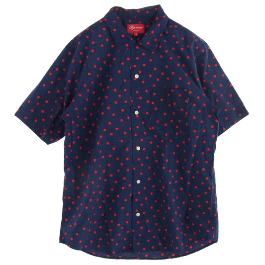 Supreme シュプリーム 12SS Big Dot Camp Shirt ビッグ ドット キャンプ 半袖 オープンカラー シャツ ネイビー ネイビー系 レッド系 M【中古】