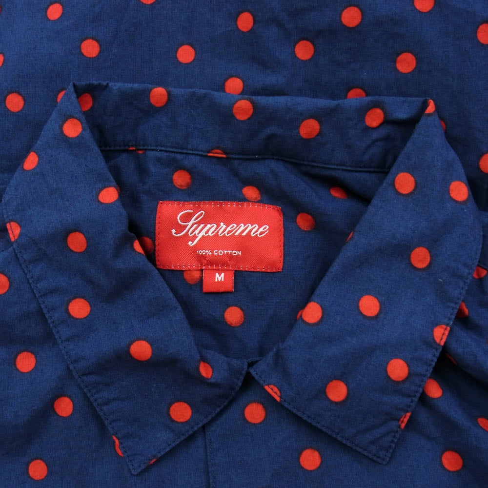 Supreme シュプリーム 12SS Big Dot Camp Shirt ビッグ ドット キャンプ 半袖 オープンカラー シャツ ネイビー ネイビー系 レッド系 M【中古】