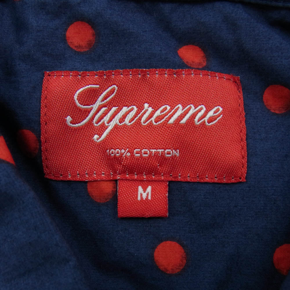 Supreme シュプリーム 12SS Big Dot Camp Shirt ビッグ ドット キャンプ 半袖 オープンカラー シャツ ネイビー ネイビー系 レッド系 M【中古】