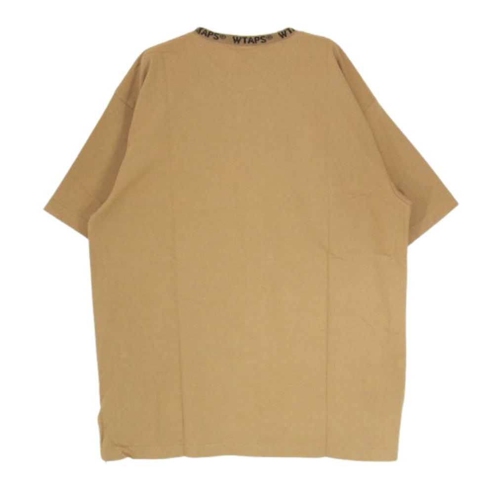 WTAPS ダブルタップス 20SS 201ATDT-CSM08 PYK DESIGN SS 01 TEE COTTON ネックロゴ Tシャツ 半袖カットソー ブラウン系 X03【中古】