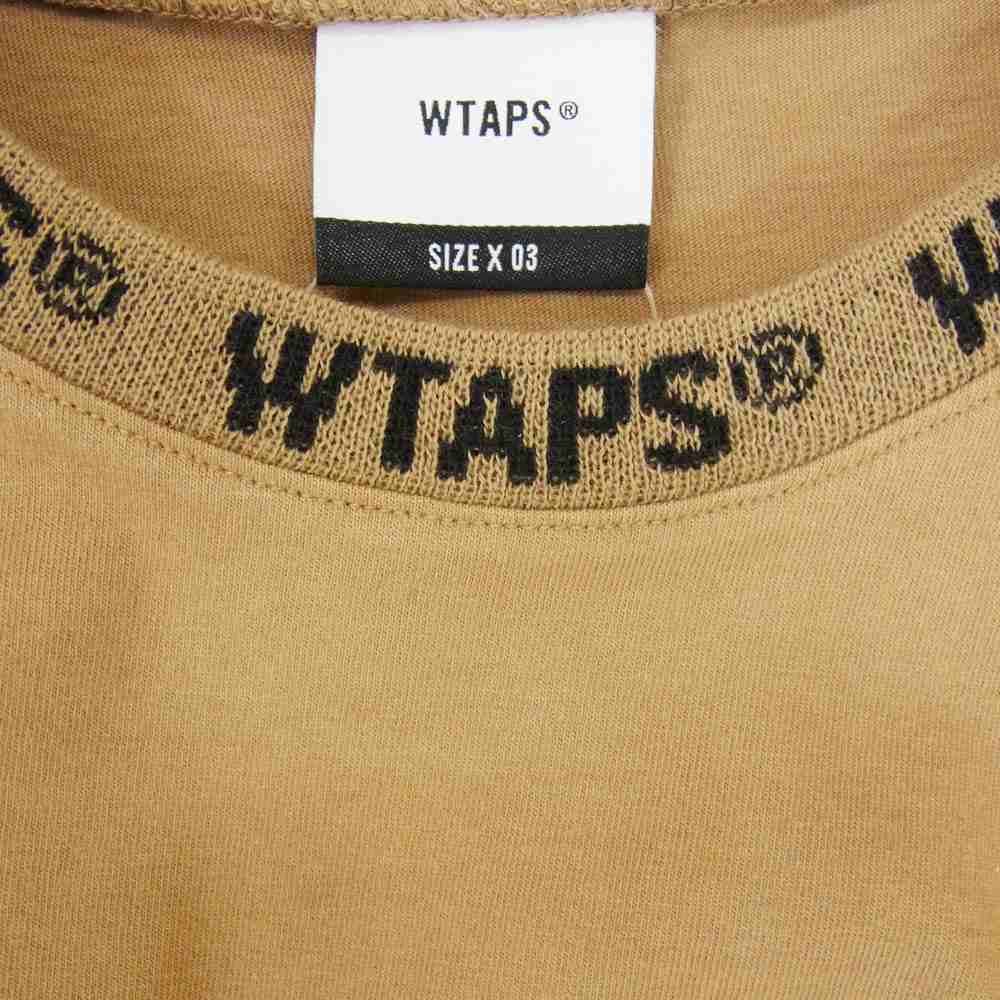 WTAPS ダブルタップス 20SS 201ATDT-CSM08 PYK DESIGN SS 01 TEE COTTON ネックロゴ Tシャツ 半袖カットソー ブラウン系 X03【中古】