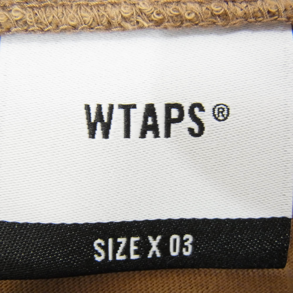 WTAPS ダブルタップス 20SS 201ATDT-CSM08 PYK DESIGN SS 01 TEE COTTON ネックロゴ Tシャツ 半袖カットソー ブラウン系 X03【中古】