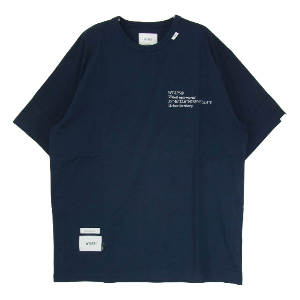 WTAPS ダブルタップス 21SS 211ATDT-CSM19 INSECT 03 SS COPO ロゴ刺繍 Tシャツ 半袖カットソー ネイビー系 X03【新古品】【未使用】【中古】