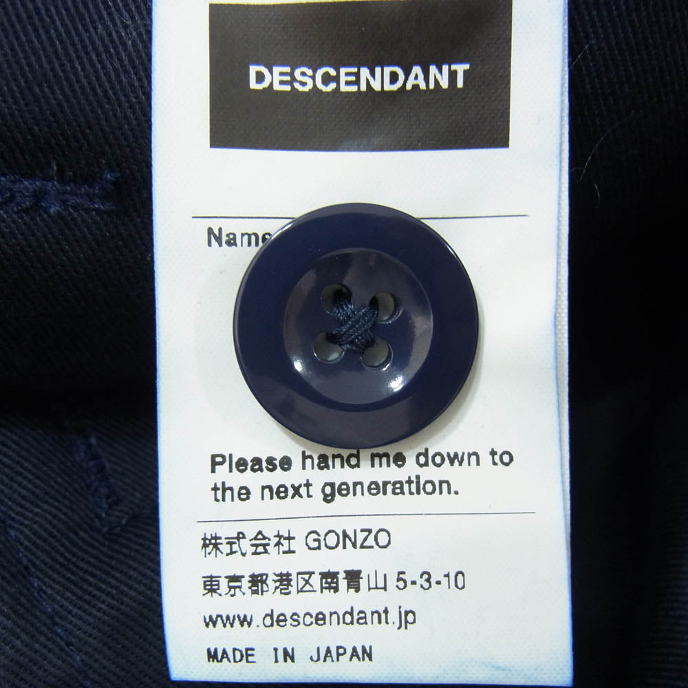 DESCENDANT ディセンダント 21AW 212BRDS-PTM01 INDIGO TWILL TROUSERS インディゴ ツイル トラウザーズ パンツ ネイビー系 1【極上美品】【中古】