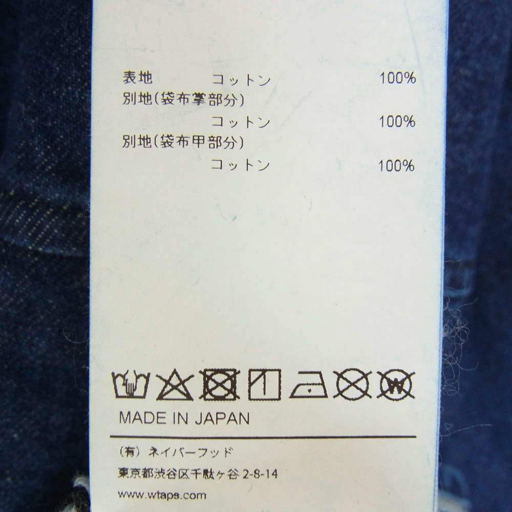 WTAPS ダブルタップス 22AW 222WVDT-SHM01 SHM01 WCPO 01/LS/COTTON.DENIM ダブルシーピーオー ロングスリーブ コットン デニム シャツ インディゴブルー系 X01【新古品】【未使用】【中古】