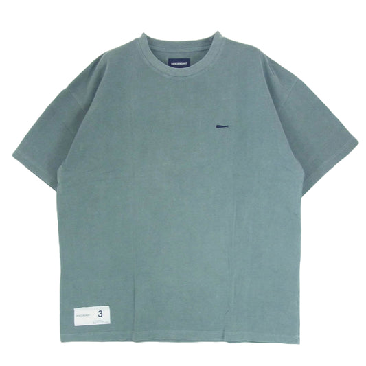 DESCENDANT ディセンダント 21SS 211ATDS-CSM38 CACHALOT PIQUE SS PIGMENT DYE ピグメントダイ加工 刺繍 Tシャツ 半袖カットソー グリーン系 3【新古品】【未使用】【中古】