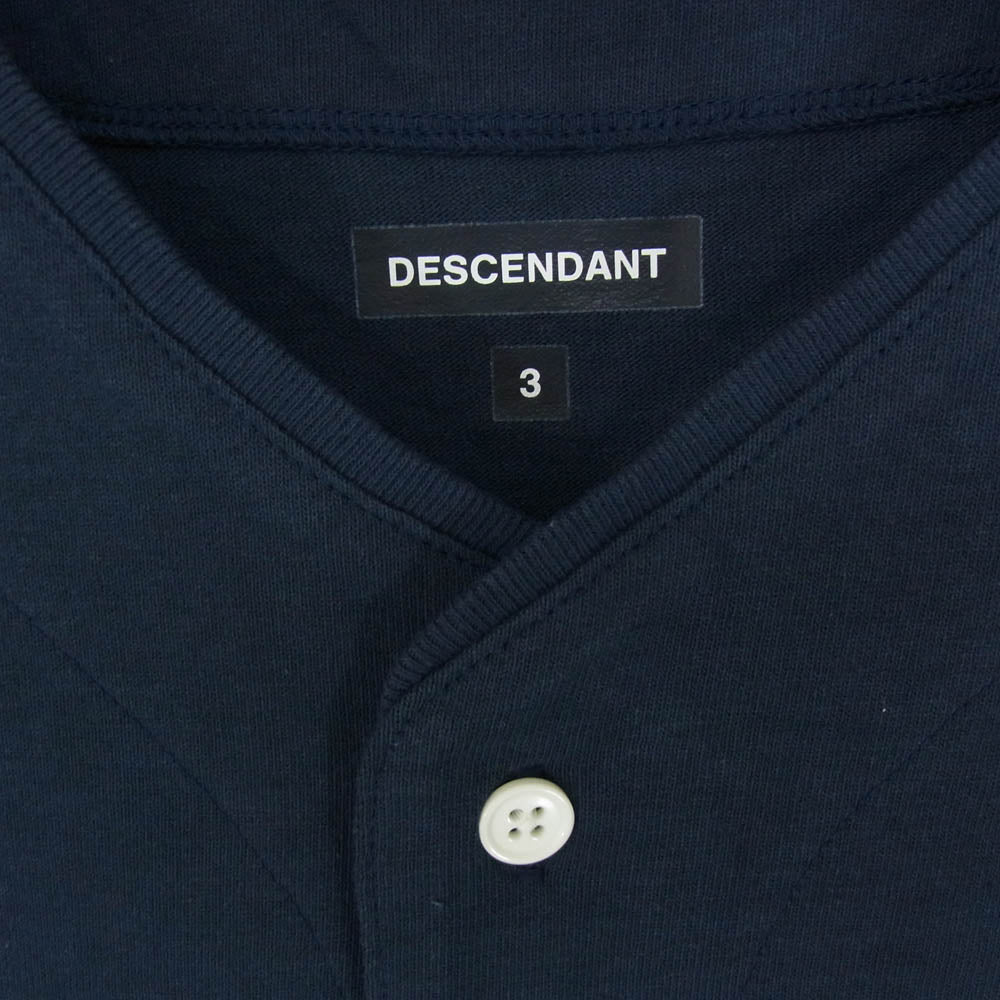 DESCENDANT ディセンダント 22SS 221ATDS-CSM24 BEARS SS アーチロゴプリント 半袖 ベースボールシャツ ネイビー系 3【極上美品】【中古】
