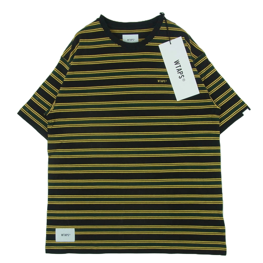 WTAPS ダブルタップス 21SS 211ATDT-CSM21 JAM 01 SS COTTON ボーダー Tシャツ 半袖 カットソー ブラック系 イエロー系 グリーン系 03【極上美品】【中古】