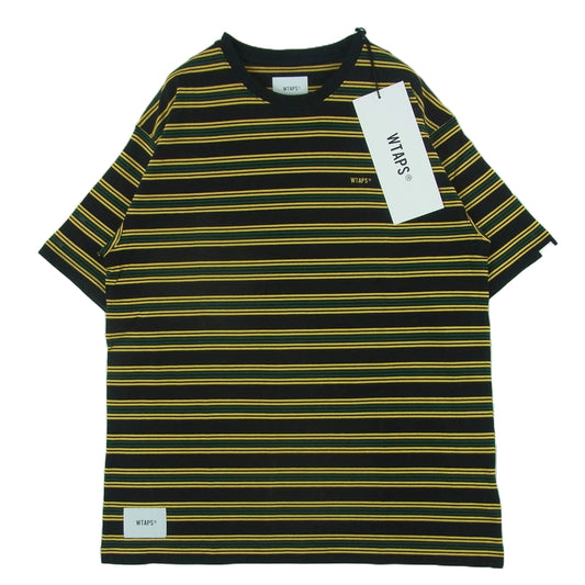 WTAPS ダブルタップス 21SS 211ATDT-CSM21 JAM 01 SS COTTON ボーダー Tシャツ 半袖 カットソー ブラック系 イエロー系 グリーン系 03【極上美品】【中古】
