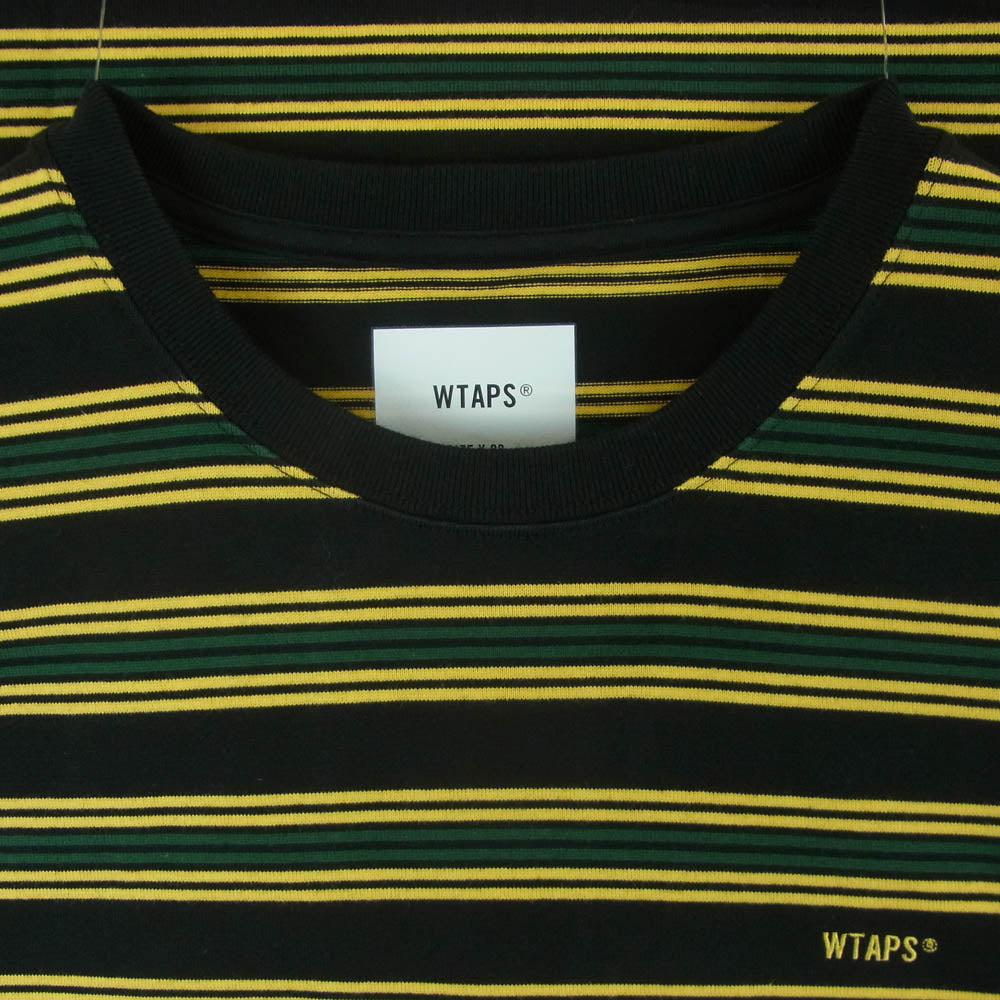 WTAPS ダブルタップス 21SS 211ATDT-CSM21 JAM 01 SS COTTON ボーダー Tシャツ 半袖 カットソー ブラック系 イエロー系 グリーン系 03【極上美品】【中古】