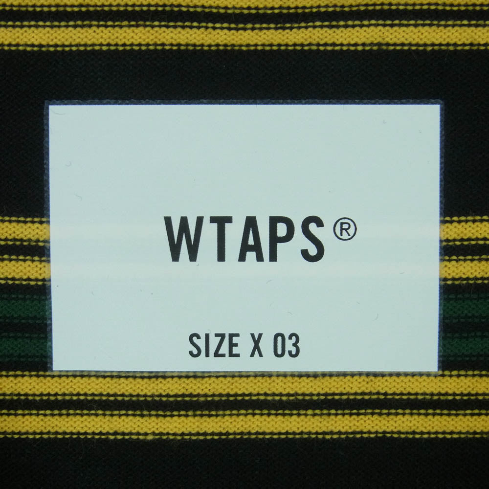 WTAPS ダブルタップス 21SS 211ATDT-CSM21 JAM 01 SS COTTON ボーダー Tシャツ 半袖 カットソー ブラック系 イエロー系 グリーン系 03【極上美品】【中古】